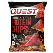 Quest Tortilla-Style Protein Chips, Hot & Spicy Flavor, Single Bag, 1.1oz