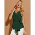 thumbnail image 3 of INSPIRE CHIC Hauts d'Été Sans Manches à Encolure en V Portefeuille à Taille Nouée pour Femmes, 3 of 6