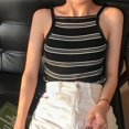 thumbnail image 4 of Korean Summer Top Women Strap Striped Halter Knitted Camisole Women's Clothes, 4 of 5
