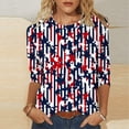 thumbnail image 2 of LYEAA Womens 3/4 Sleeve Tops Plus Size 4th of July American Flag T Shirts Patriotic Red White Blue Tees Independence Day Shirts, 2 of 4