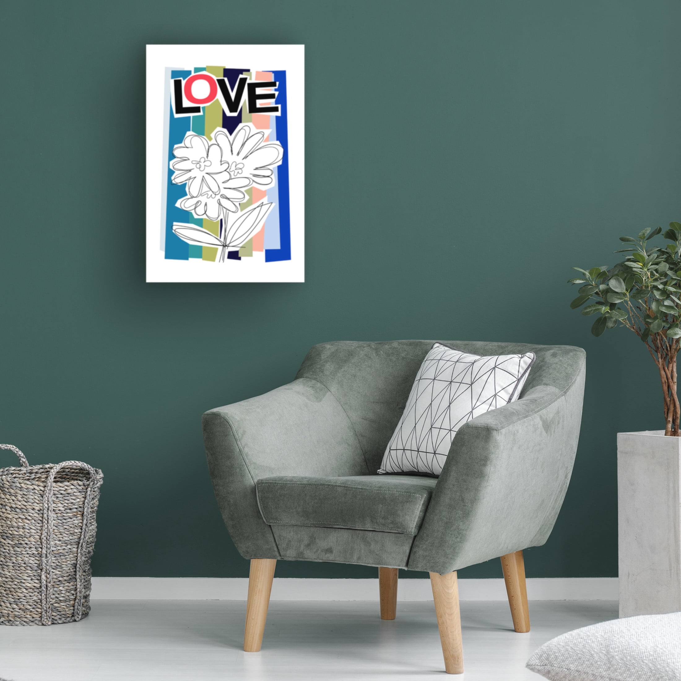 Trademark Fine Art Frances Collett  Scribble Flower Blue Canvas Wall Art