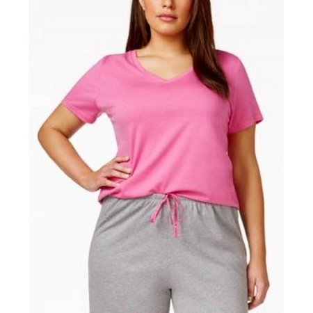 Hue Solid Short Sleeve Sleep Tee, Choose Sz/Color: 3X/Pink