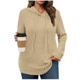 thumbnail image 2 of lcziwo Hoodies for Women Long Sleeve Ribbed Knit Oversized Sweatshirts Solid Color Casual Pullover Tops Teen Girls Clothes, Khaki, L, 2 of 8