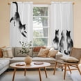 thumbnail image 2 of Black White Cat Kitchen Curtain for Berdoom Living Room Cafe 72 Inch Length, Retro Art Animals Tiers Curtains Light Filtering Drapes Rod Pocket Window Treatment 2 Panels 52"Wx72"L, 2 of 8