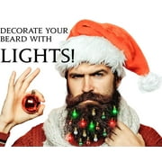 Beardaments Lights- Light Up Beard Ornaments, 16pc Christmas Facial Hair Baubles with Mini Clips