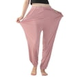 thumbnail image 3 of AWXNJUX Casual Pants for Women Women Stretchy Plus Size Pants Solid Color Trouser Casual Loose Baggy With Pockets for Yoga Dance Sport Homewear Pant for Women (Pink,XXXL), 3 of 5