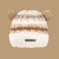 thumbnail image 2 of Winter Caps for Women and Men with Faux Fur Pom-pom Knit Cuffed Beanie Striped Fashion Warm Hats Cold Weather (One Size, Beige|2-poms), 2 of 4