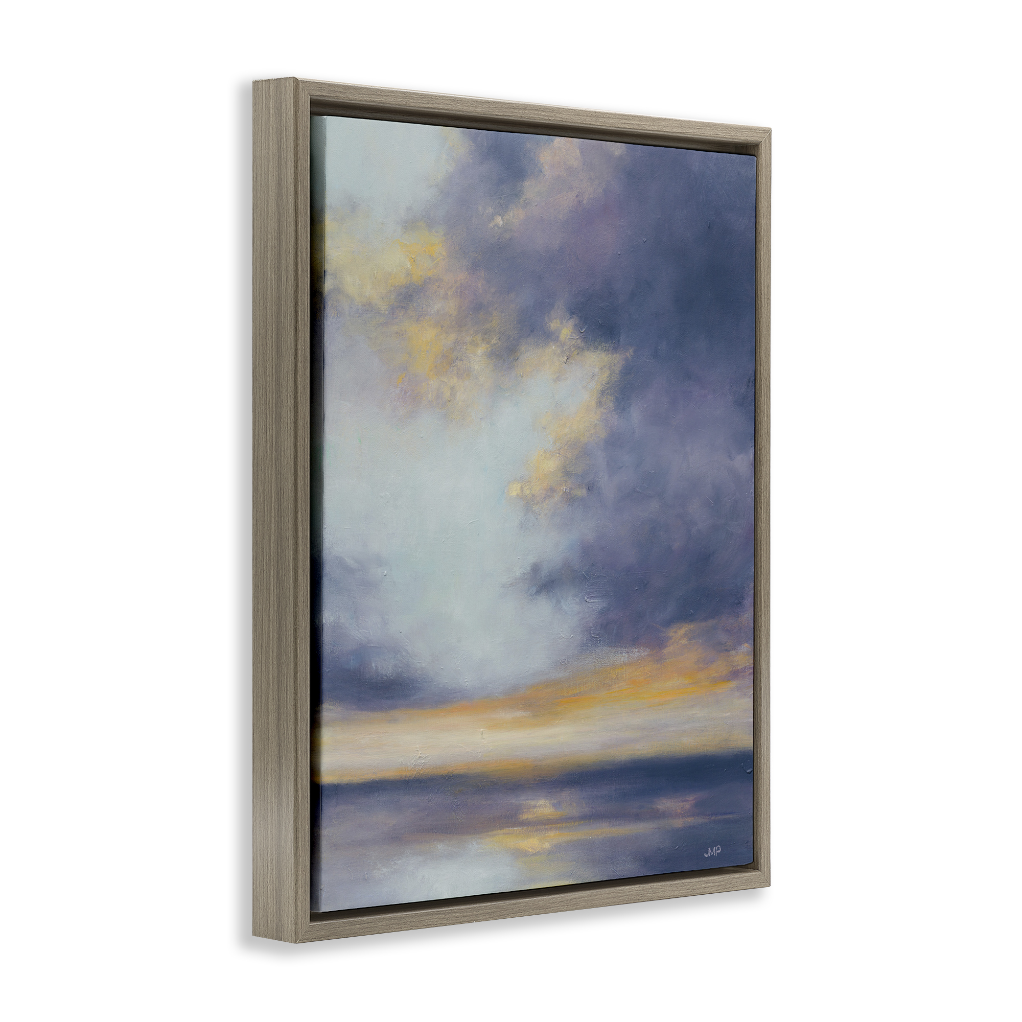 Stupell Industries Light Of Dawn Seascape Landscape Painting Brown Floater Framed Canvas Art Print Wall Art, 17 x 21