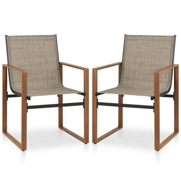 Barara King Patio Dining Chair,Outdoor Dining Room Chair,Outdoor Dining Chairs with Breathable Seat and Backrest Set of 2-Brown