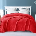 thumbnail image 2 of czcpp-Red Fleece Queen Size Blanket for Bed, 90x90 Inches Soft Cozy Jacquard Flannel Blankets, Lightweight Fuzzy Plush Warm for All Seasons, 2 of 4