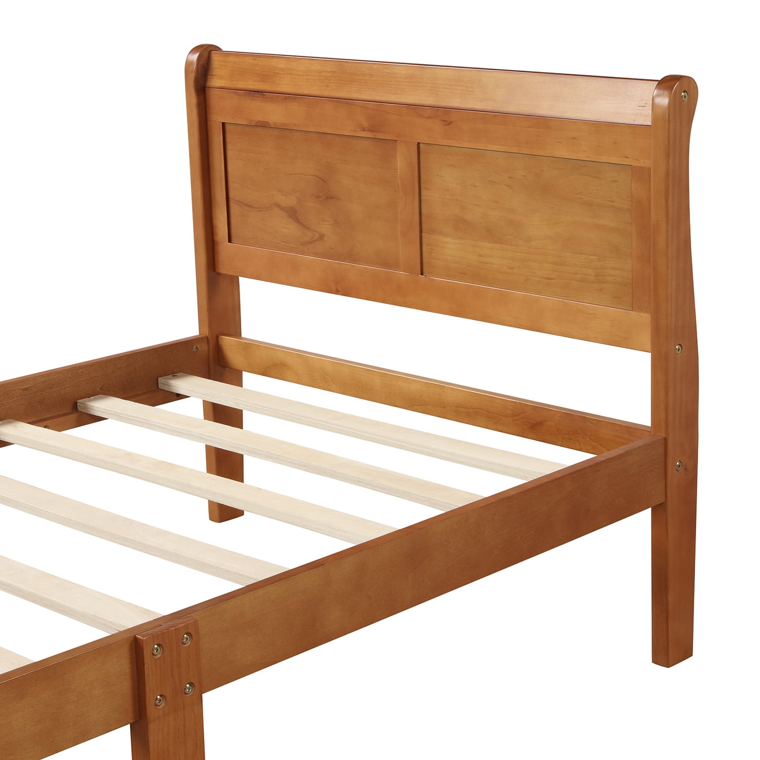 Gewnee Twin Size Wood Platfrom Bed with Headboard and Footboard for Kids and Adults,Oak