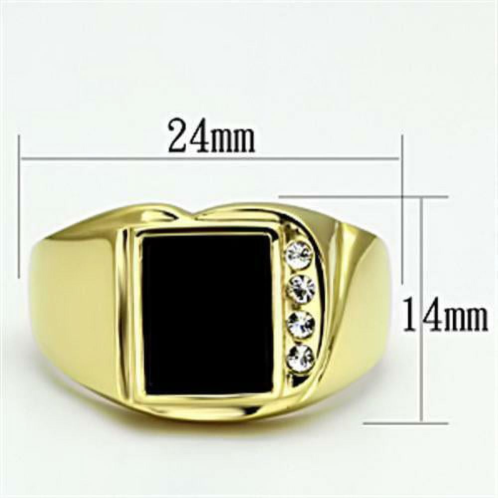 Gift For Him Men's Rings Stainless Steel Rectangle Black Onyx & CZ