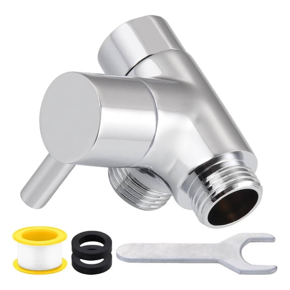 All-Metal Two-Way Shower Arm Diverter Valve, G1/2 Solid Brass Shower Diverter, Suitable for Handheld and Fixed Shower Heads – Universal Bathroom Diverter Replacement, Chrome-Plated