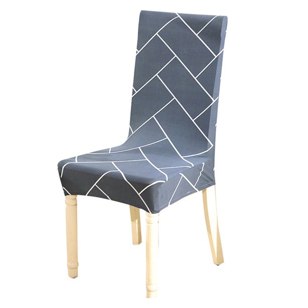 Funda para silla con diseño moderno en líneas, hecha de poliéster y seda de leche cepillada, disponible en tres tipos. Medidas: largo y ancho de 38-45 cm, altura del respaldo de 45-55 cm, peso de 120