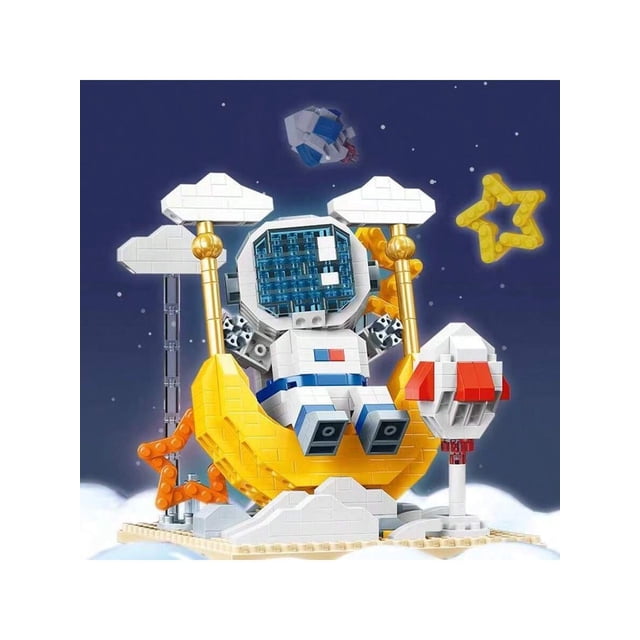 700pcs Space-Themed Astronaut Building Blocks Small Particles Tabletop Decoration Children's Educational Puzzle Assembling Birthday Gift