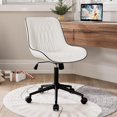 thumbnail image 1 of Chaise de Bureau à Domicile avec Roulettes, Chaise de Travail Moderne Ergonomique Grand avec Dossier Réglable, Chaise Pivotante à Roulettes pour Coiffeuse, Similicuir Confortable, Chaise de Travail Sans Accoudoirs pour Ordinateur, Étude, Olive, 1 of 5