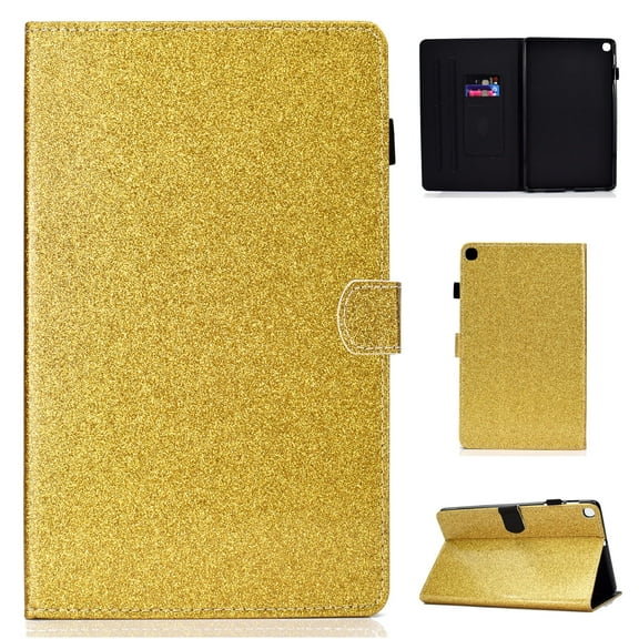 Dteck Smart Case for Samsung Galaxy Tab A7 10.4" SM-T500/T505 (2020 Released) 10.4-inch,Bling Glitter Magnetic Leather Card Holder Wallet Kickstand Automatic wake/sleep Cover,Gold