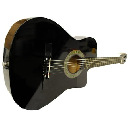 Black Acoustic Electric Guitar - Full Size Acoustic Country/Bluegrass Cutaway Guitar with Gig Bag - Black