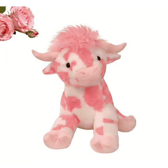 HoliHive Adorable Pink Highland Cow Plush, Valentines Plush Doll Decorations Gifts for Valentine's Day, Birthdays, Anniversaries, Home Decoration