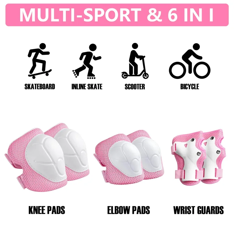 Rirool Kids Protective Pad Set, Pink & White photo 2
