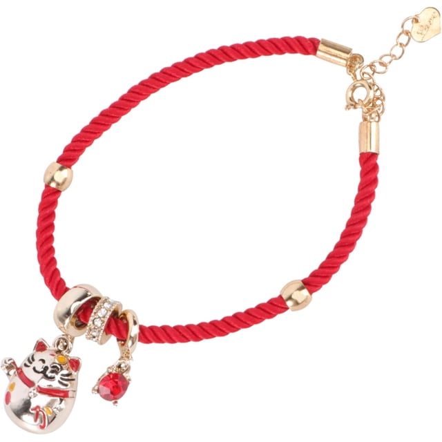 HUGFEGWE 2 Pcs Red String Bracelet Red Wristlet Lucky Rope Strap Rhinestone Pendant Red Rope Pendant Rope Thread U2536-4345