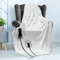 thumbnail image 4 of Dandelion Soft Flannel Fleece Throw Blanket, Blowing Away Floral Illustration Monochrome Arrangement Romantic Pattern, Cozy Plush for Indoor and Outdoor Use, 60" x 80", Black White, by Ambesonne, 4 of 5