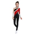 thumbnail image 2 of vastwit Girls Kids Metallic Bodysuit Color Block Gymnastics Leotard Figure Skating Jumpsuit Full Body Dance Unitard Red 16, 2 of 6