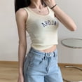 thumbnail image 2 of Top corto sexy para mujer, camiseta sin mangas elástica para mujer, camiseta sin mangas con letras de verano 2022, camiseta deportiva para niñas, 2 of 5