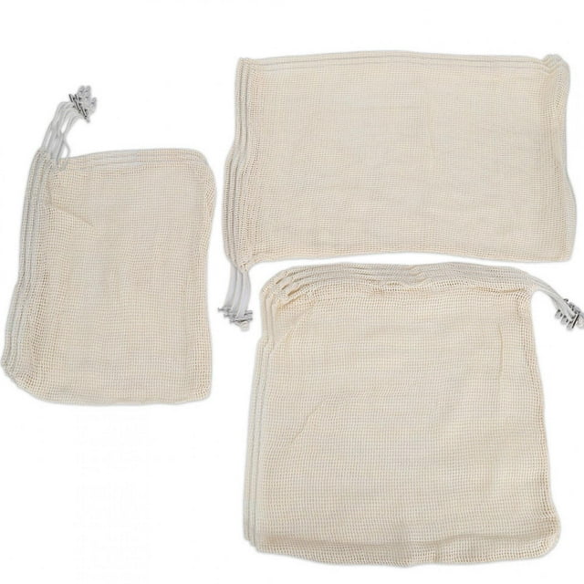 Bolsas de almacenamiento de malla de algodón Ticfox Reutilizables y lavables 9 unidades 60_x_180_cm
