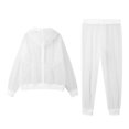 thumbnail image 2 of OOOUM Men Women Lightweight Mesh 2 Piece Anti Mosquito Outfit Hooded Zip Jacket Elastic Jogger Pants Outdoor Protection Suit White XXL, 2 of 6