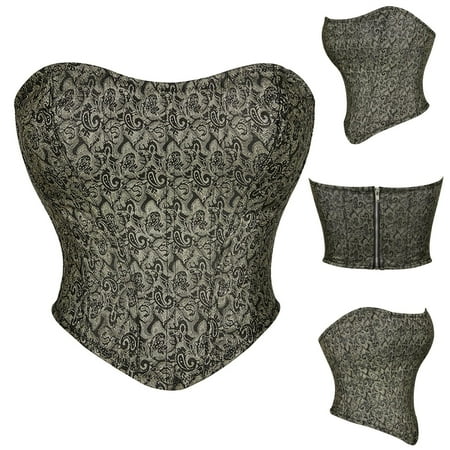 

Azrian Deals Womens Retro Sexy Print Tube Top Zipper Corset Tight Vest Tops Clearance
