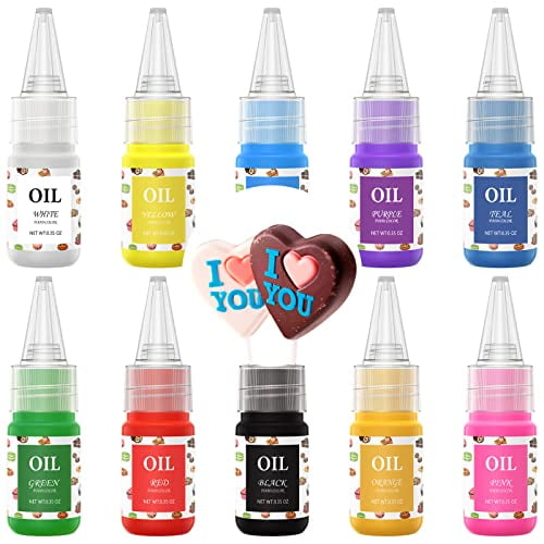 Oil Based Food Coloring Chocolate, 10 Colors Candy Coloring for Chocolate Candy Melts, EKongton