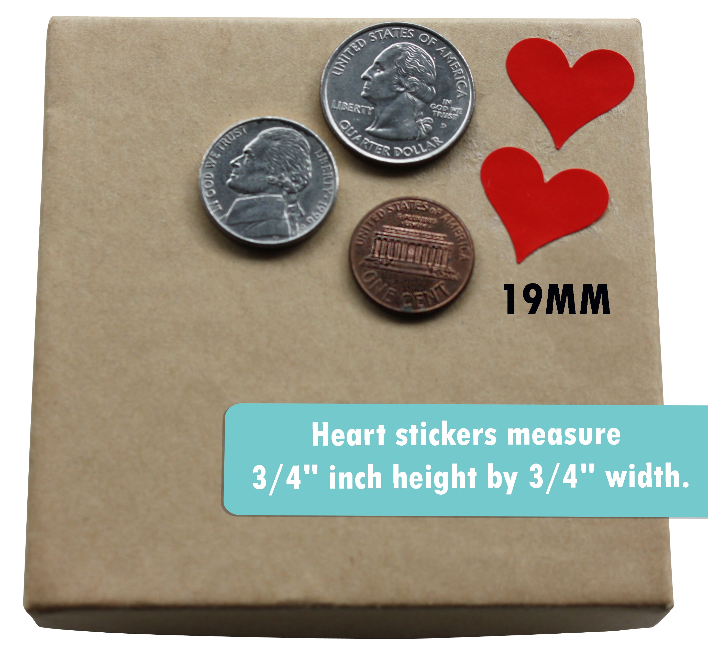 Heart Stickers Labels 3/4 inch 19mm 200 / Rose Gold