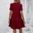 thumbnail image 5 of vigerkar Women Summer Casual Dress Short Sleeve Crewneck Swing Mini Tshirt Dresses 2025 Vacation Beach Short Sundress Red, XL, 5 of 6