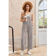 thumbnail image 4 of Ekouaer Wide Leg Jumpsuits for Women Casual Overalls Sleeveless Vacation Outfits One Piece Boho Printed Romper with Pocket, 4 of 6