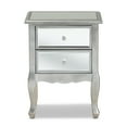thumbnail image 6 of Baxton Studio Leonie Modern Transitional French Brushed Silver Finished Wood and Mirrored Glass 2-Drawer End Table, 6 of 9