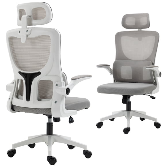 Vinsetto Chaise de Bureau en Maille avec Appuie-Tête Réglable, Soutien Lombaire, Accoudoirs