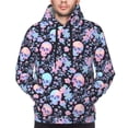 thumbnail image 4 of KLL cool Skull flower Print Mens Hoodie Long Sleeve Casual Pullover Hooded Sweatshirt Fashion Drawstring Hoodies with Pocket-Small, 4 of 6