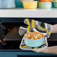 thumbnail image 3 of Oven Mitt and Pot Holders SetYellow Grey Heat Resistance Oven Gloves with Non-Slip Surface Kitchen Oven Mitts and Hot Pads for Cooking Baking Grilling BBQ, Abstract Geometric Circle, 3 of 9
