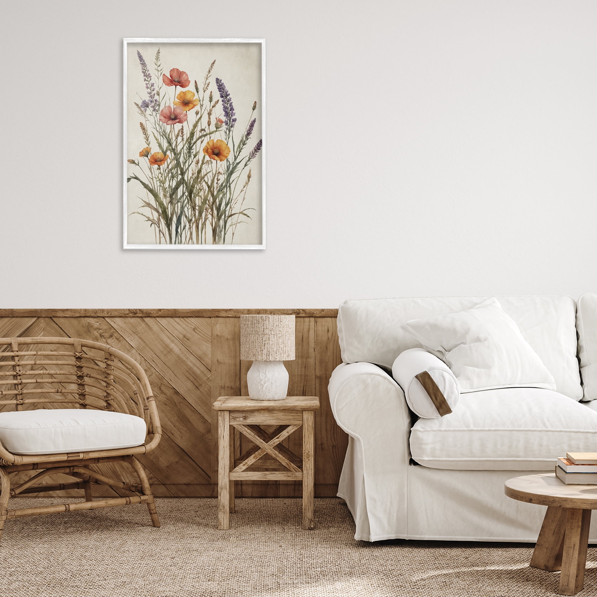 Stupell Industries Vintage Collection of Meadow Botanicals White Framed Giclee Art, design by Nataly White