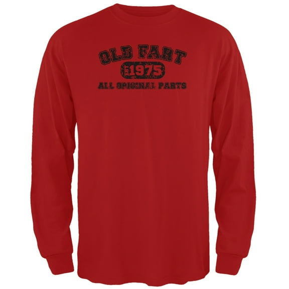 Old Fart Original Parts 1975 Funny Red Adult Long Sleeve T-Shirt - 2X-Large