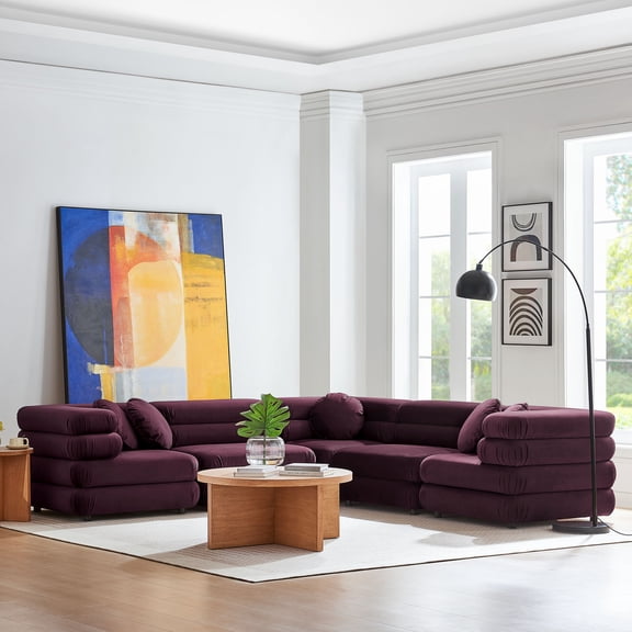 Jubilee 5-Piece Sectional Sofa in Mulberry