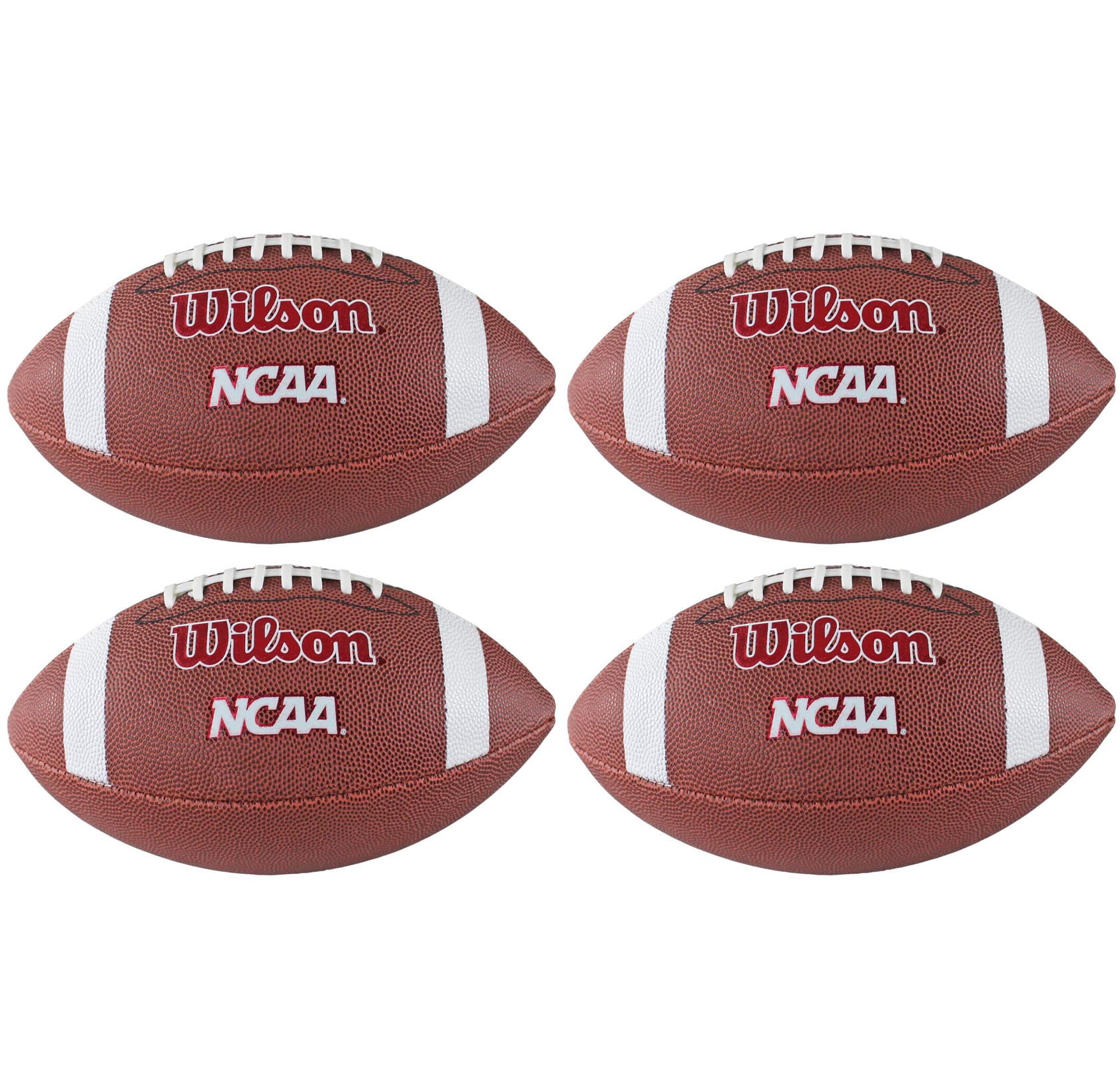Wilson NCAA Composite Leather Official Size Footballs (4 Pack) 4 x