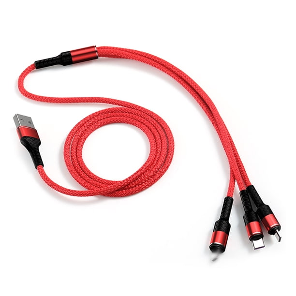 Cable de carga USB 3 en 1, línea de cargador múltiple, conector Micro USB tipo C, reemplazo para iPh