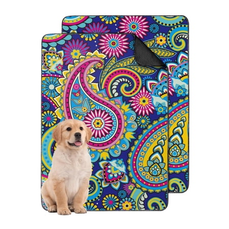 Decorative Paisley Print Washable Dog Pee Pads 24 x35 Reusable Leak-Proof Mat for Potty Training Puppies Indoors on Floors.