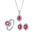 thumbnail image 6 of Vintage-Style Simulated Red Gemstone Ring and Pendant Necklace Jewelry Set for Women, 6 of 6