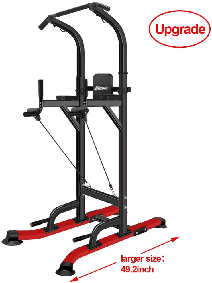 UBOWAY Power Tower Pull Up Bar Stand &Dip Station Adjustable Height