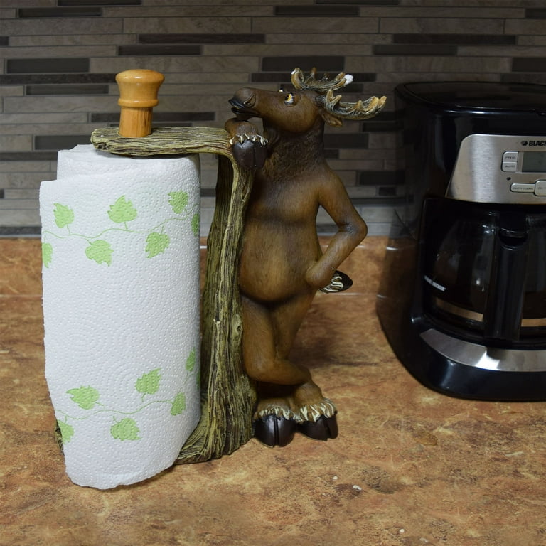 Rivers Edge Products Countertop Paper Towel Holder Unique Resin and Wood Paper Towel Holder Novelty Napkin Roll Holder for Counter Giftable Animal