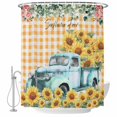 thumbnail image 2 of Shower Curtains for Bathroom, Sunflowers Trucks Waterproof Fabric Shower Curtain, Spring Farmhouse Eucalyptus Orange Plaid Decorative Bathroom Curtain for Bathtub, 66"x72", No Hooks Included, 2 of 9