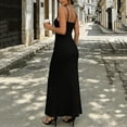 thumbnail image 4 of FDGIU Women's 2026 Summer Spaghetti Strap Scoop Neck Maxi Dress, Ribbed Knit Bodycon Sleeveless Long Casual Sundress for Daily Vacation Streetwear, 4 of 7